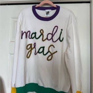 Queen of Sparkles Mardi Gras Sweater XL